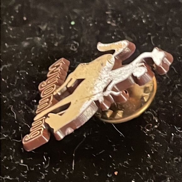 1” Fanmats NCAA Wyoming Cowboys Team logo saddle bronc rider lapel/hat pin - Picture 5 of 11